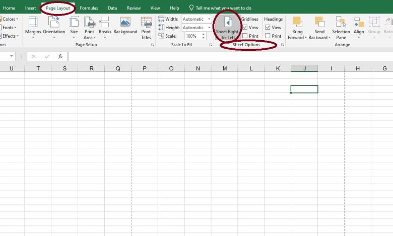 راست چین کردن در اکسل
