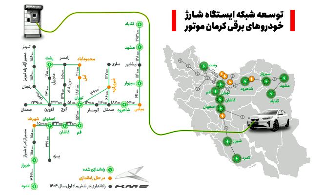 ایستگاه‌های شارژ خودروهای برقی کرمان موتور