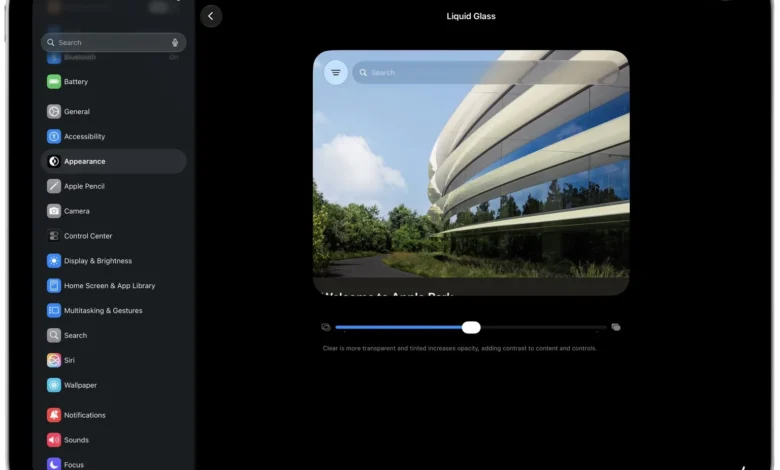 iPadOS 27 Liquid Glass slider scaled 1 - اپل با iPadOS 27 آیپد را متحول کرد سیری هوشمند جدید و مجموعه‌ای از امکانات تازه