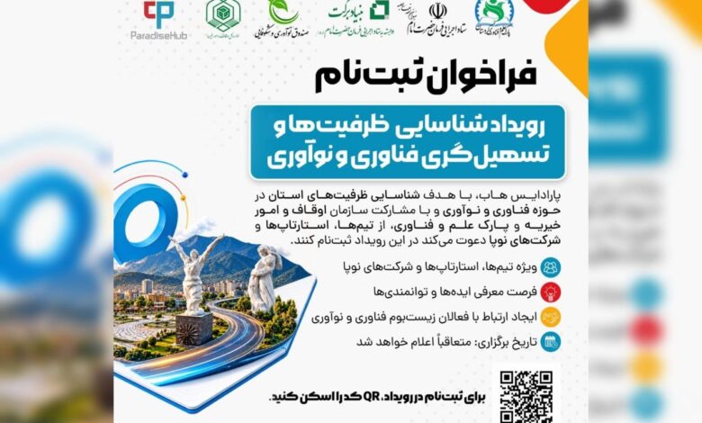 فراخوان ثبت‌نام رویداد «شناسایی ظرفیت‌ها و تسهیل‌گری فناوری و نوآوری» در سنندج