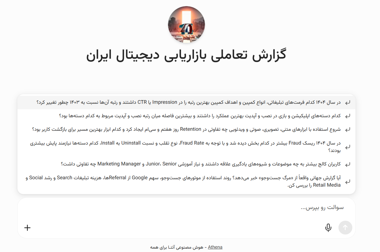 صفحه پرسش و پاسخ تعاملی بازاریابی دیجیتیال ایران